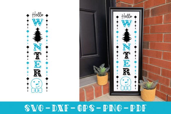 Hello Winter SVG: Winter Vertical Sign Graphics for Crafts