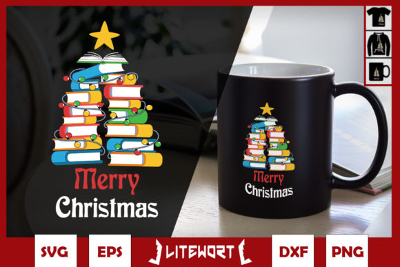 Merry Christmas Tree Love Reading Books Graphics