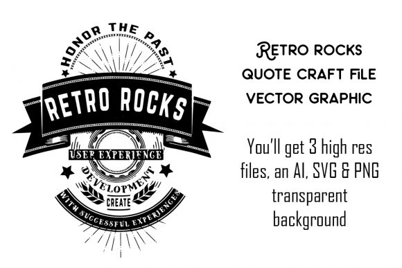 Retro Rocks Quote Craft File Graphic