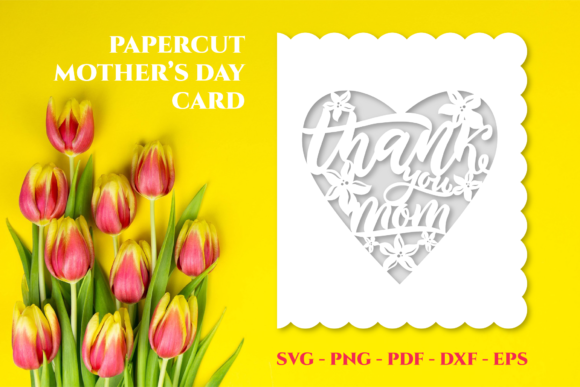 Thank You Mom Papercut Card: Graphics & Crafts Asset