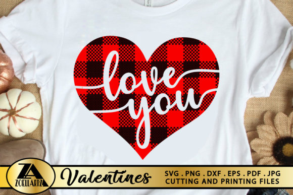 Valentines Buffalo Plaid Love You Heart Graphics
